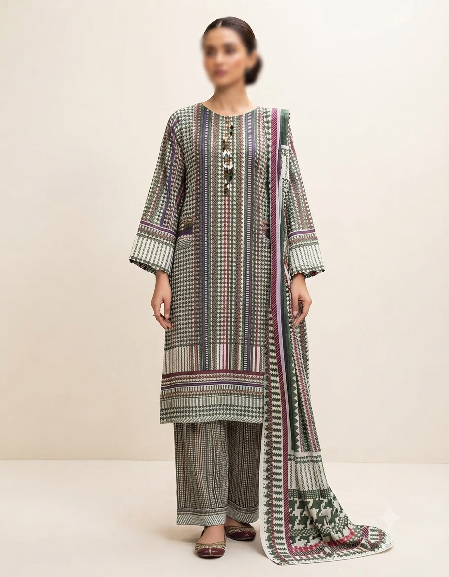 Designer 3-Piece Stitched Lawn Suit | Large Size & Long Length