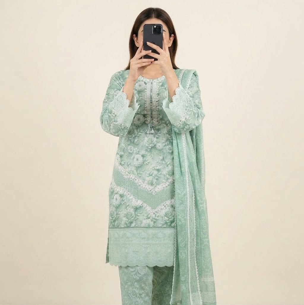 Printed Corduroy 3-Piece Winter Suit | Medium & Large | صفاء مروہ