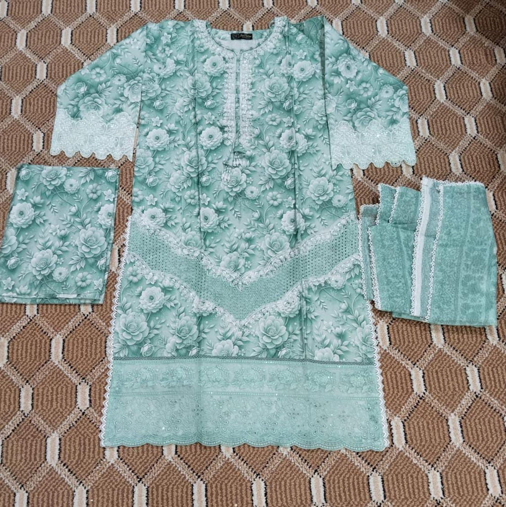 Printed Corduroy 3-Piece Winter Suit | Medium & Large | صفاء مروہ