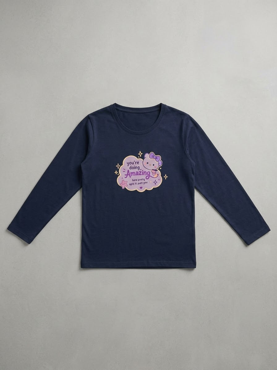 Women & Girls Soft Lycra Full Sleeve Casual T-Shirt